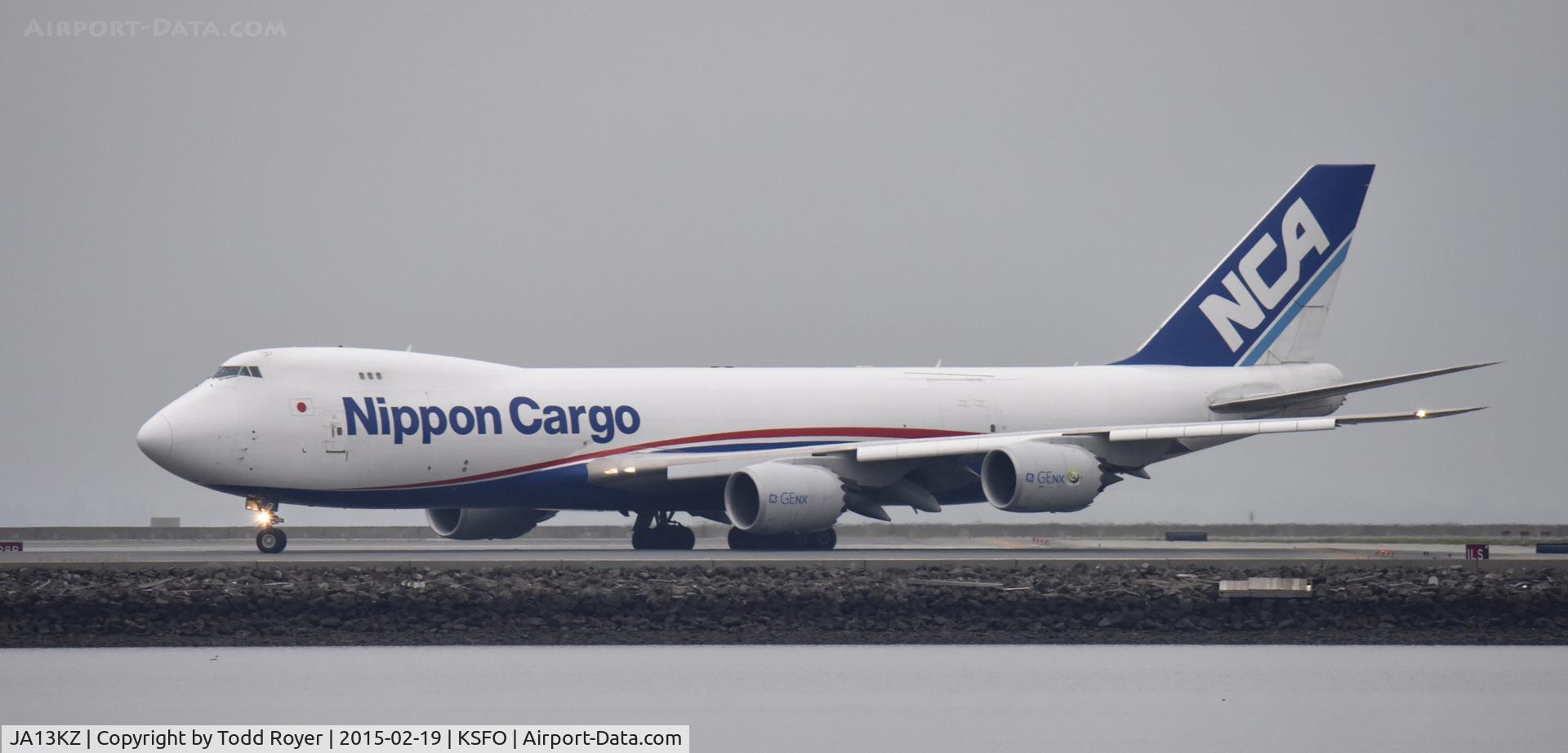 JA13KZ, 2011 Boeing 747-4KZF (SCD) C/N 36138, Lining up for departure at SFO