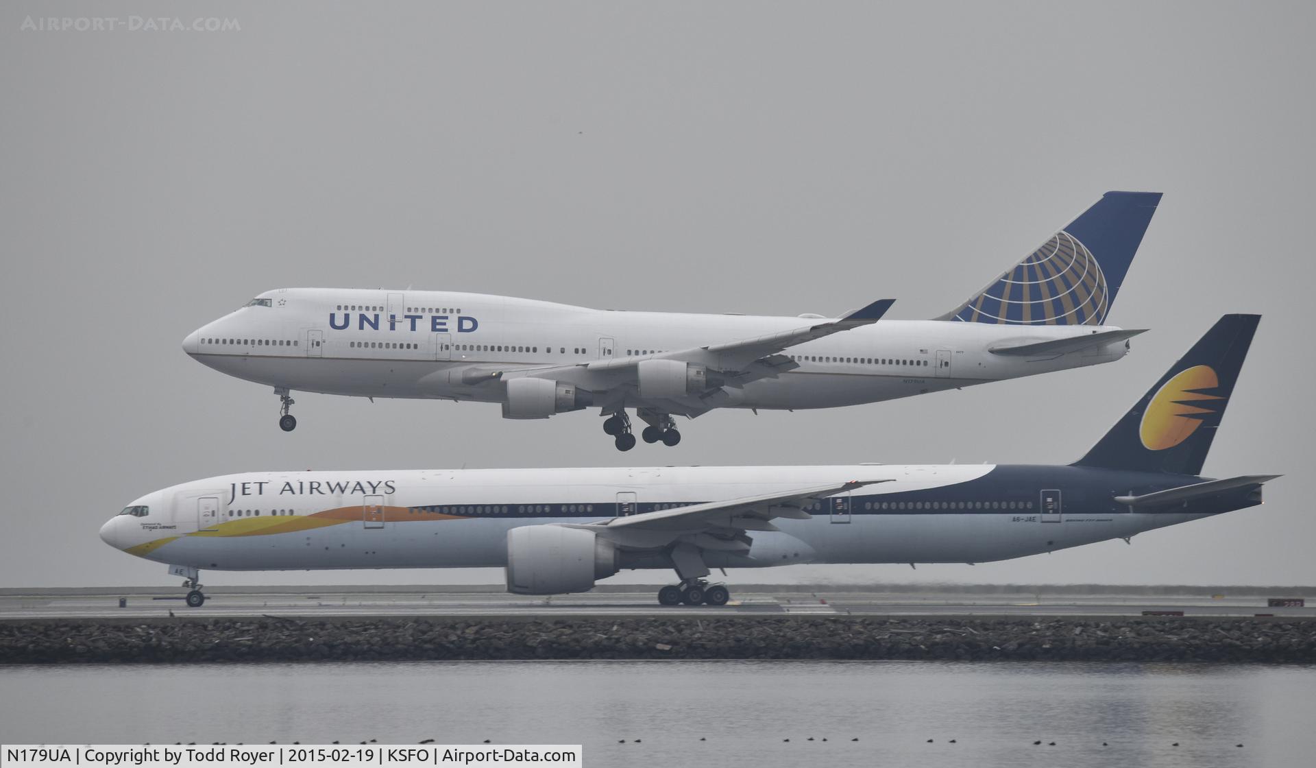 N179UA, 1991 Boeing 747-422 C/N 25158, Landing at SFO