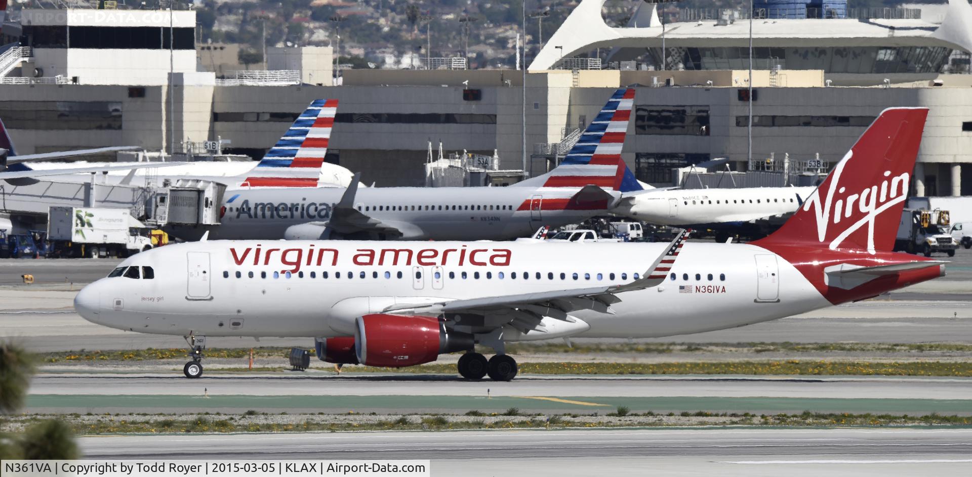 N361VA, 2013 Airbus A320-214 C/N 5515, Arrived at LAX on 25L
