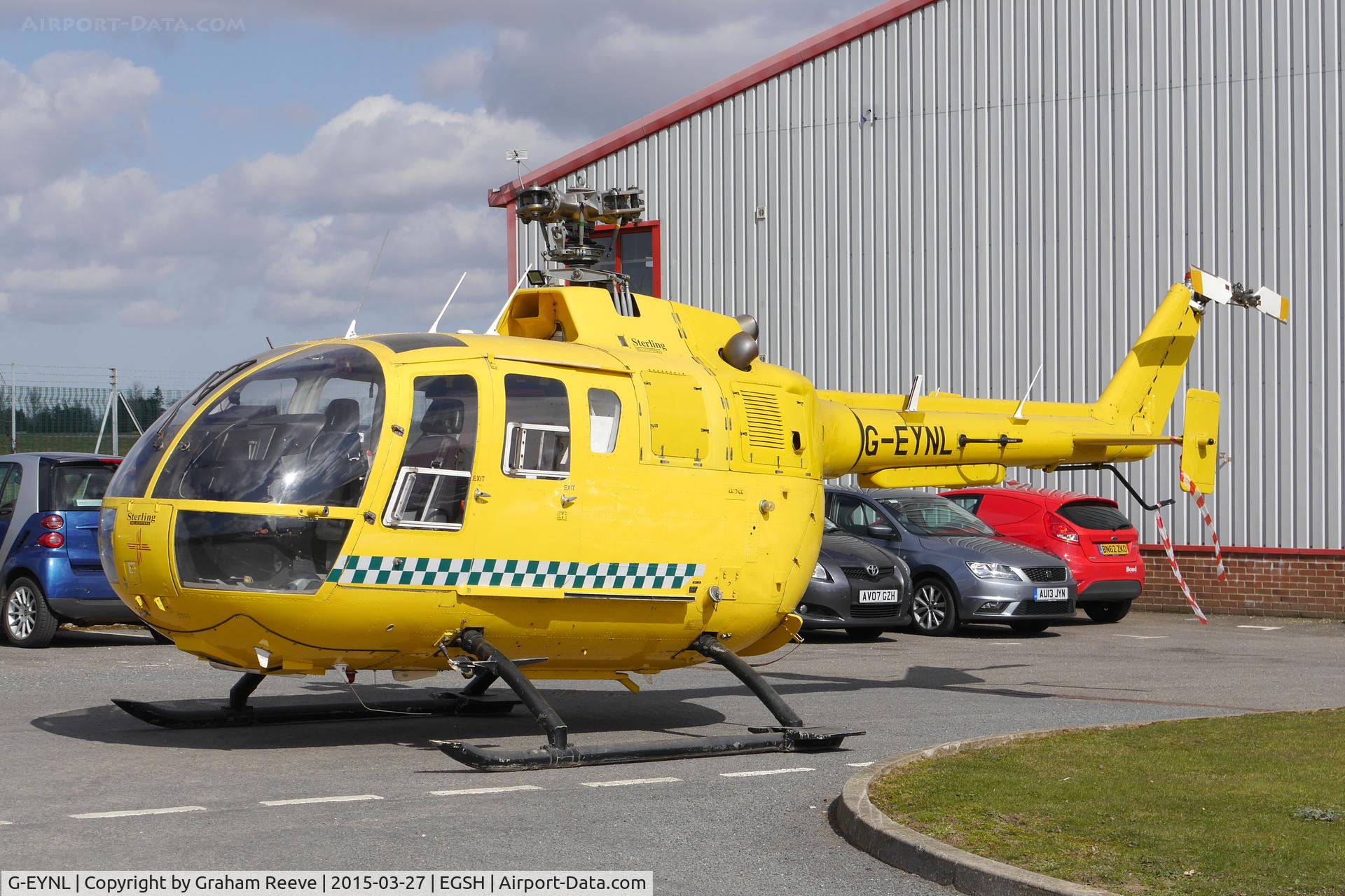 G-EYNL, 1979 MBB Bo-105DBS-5 C/N S.382, Awaiting to be loaded onto a trailer.