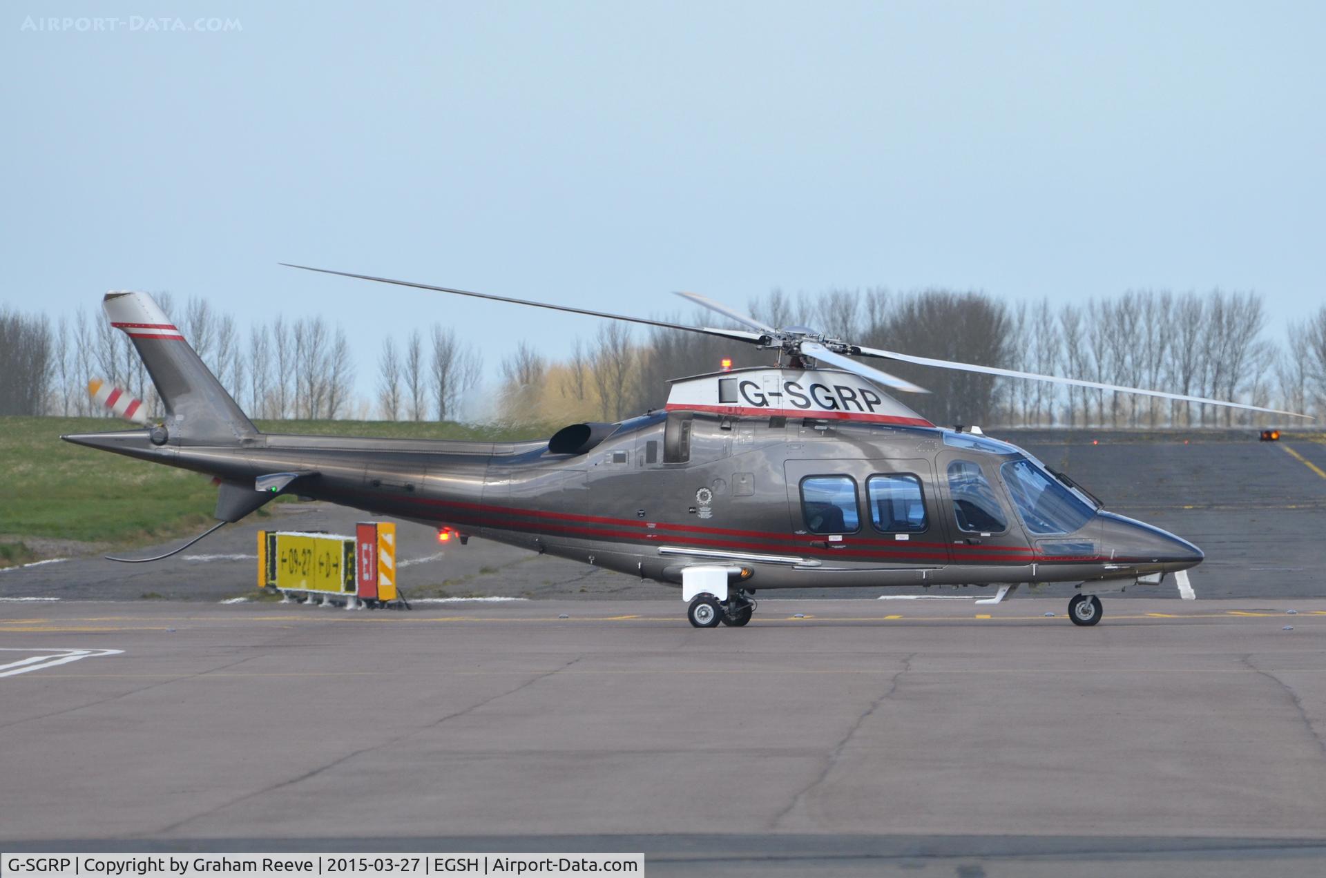 G-SGRP, 2011 AgustaWestland AW-109SP Grand New C/N 22236, About to depart from Norwich.