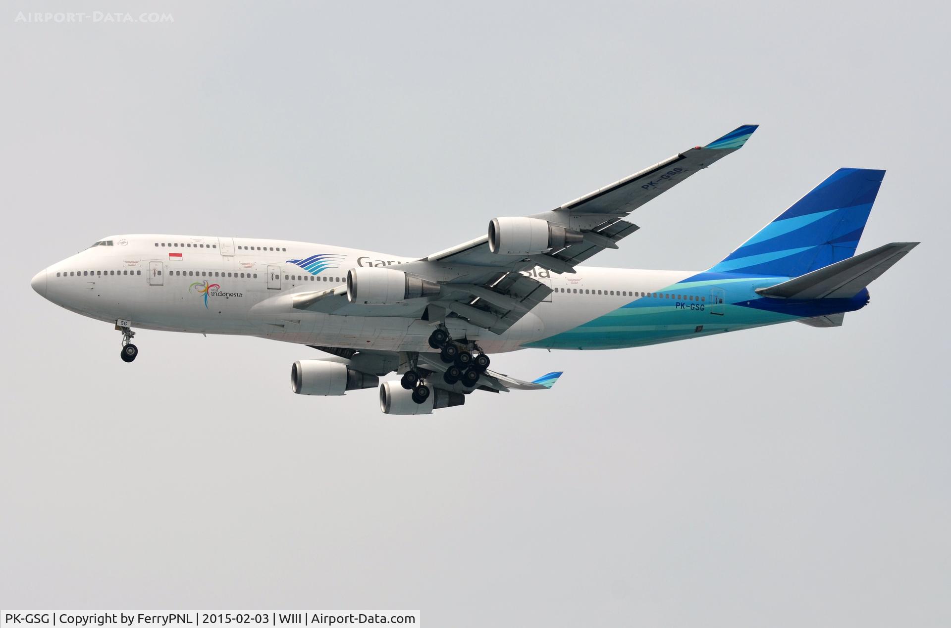 PK-GSG, 1993 Boeing 747-4U3 C/N 25704, Garuda B744 arriving.