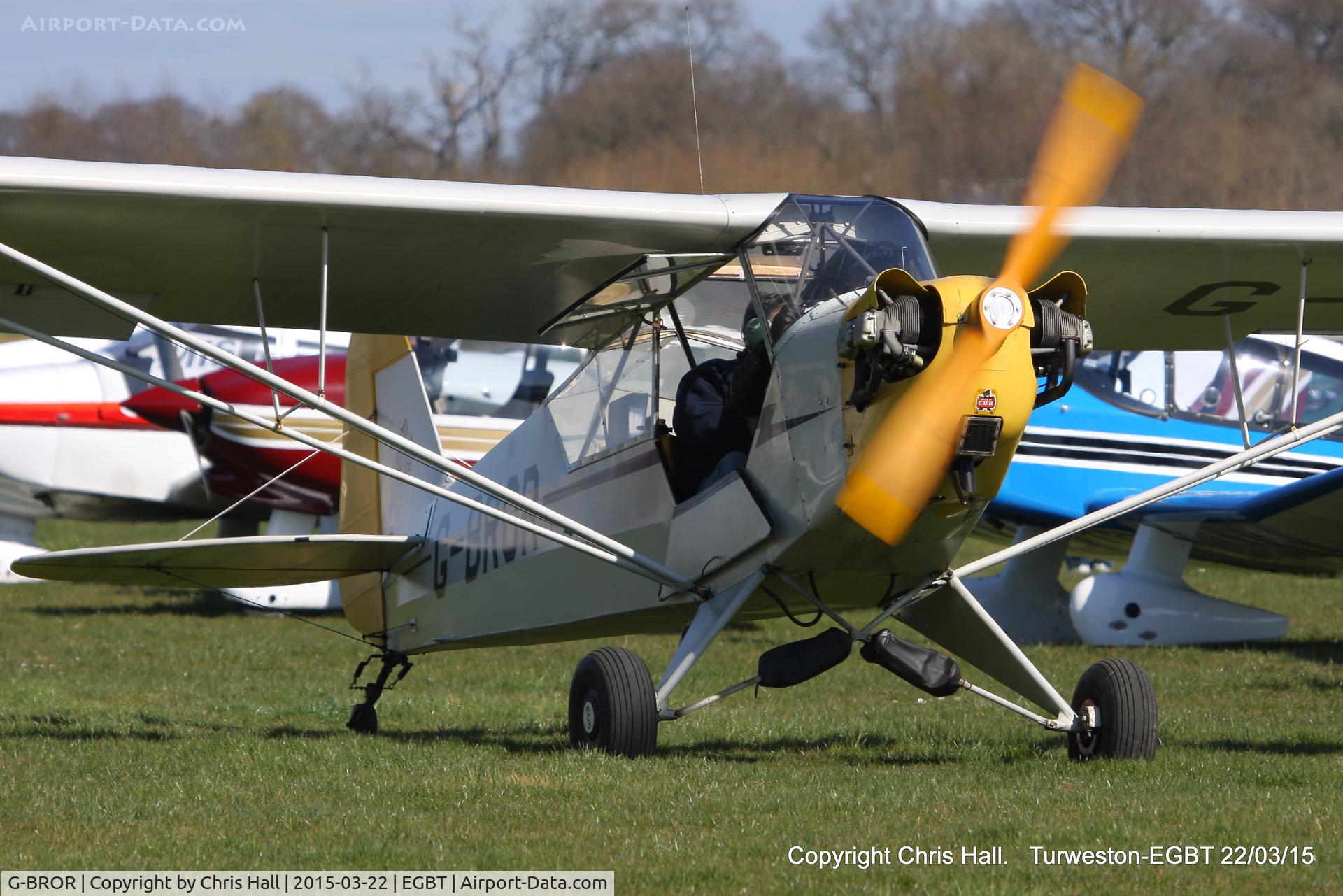 G-BROR, 1943 Piper L-4H Grasshopper (J3C-65D) C/N 10885, at the Vintage Aircraft Club spring rally