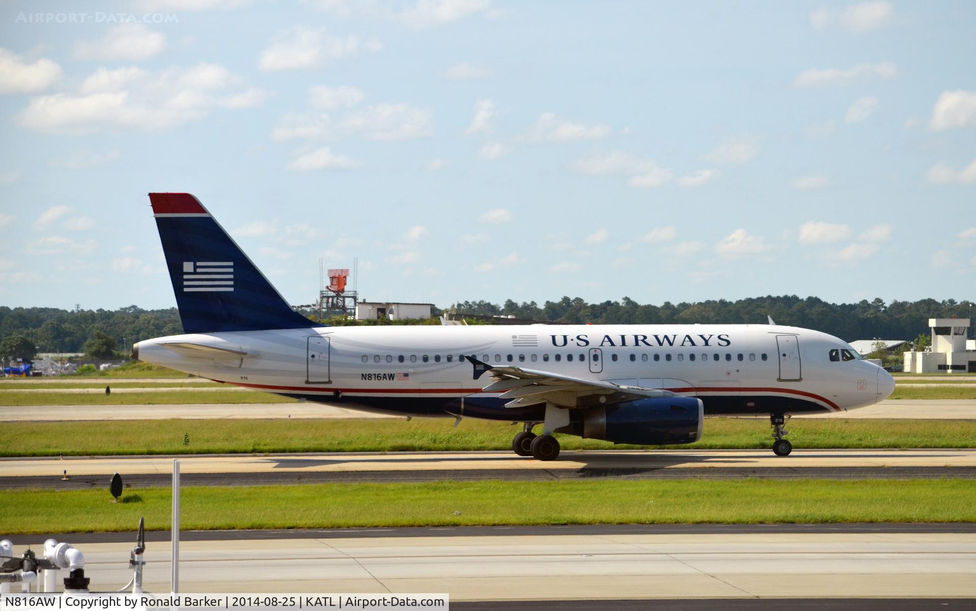 N816AW, 2000 Airbus A319-132 C/N 1350, Taxi Atlanta