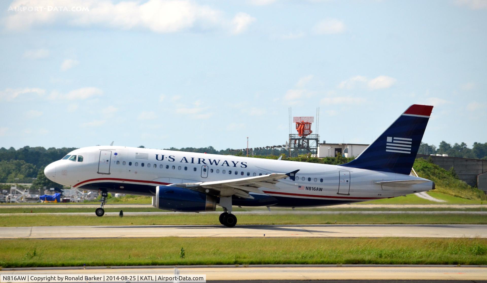 N816AW, 2000 Airbus A319-132 C/N 1350, Takeoff Atlanta