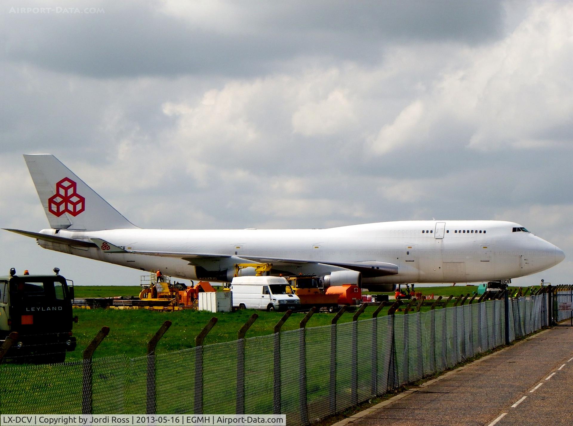 LX-DCV, 1990 Boeing 747-4B5F/SCD C/N 24619, On the ground at Manston