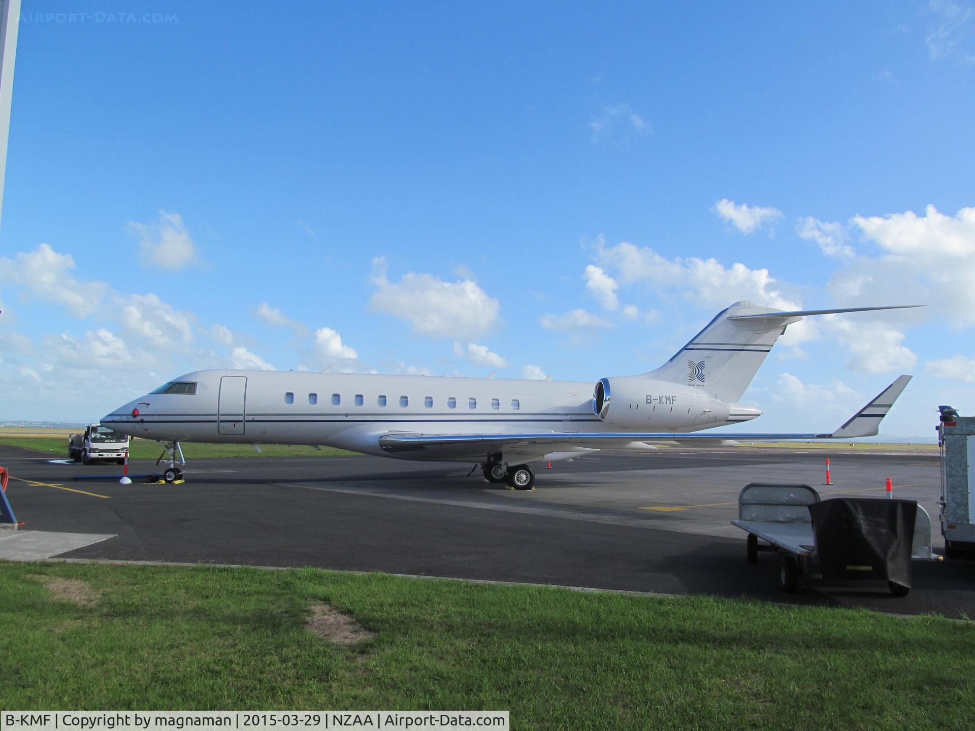 B-KMF, 2010 Bombardier BD-700-1A11 Global 5000 C/N 9998, Back after a trip down south. On skycare apron.