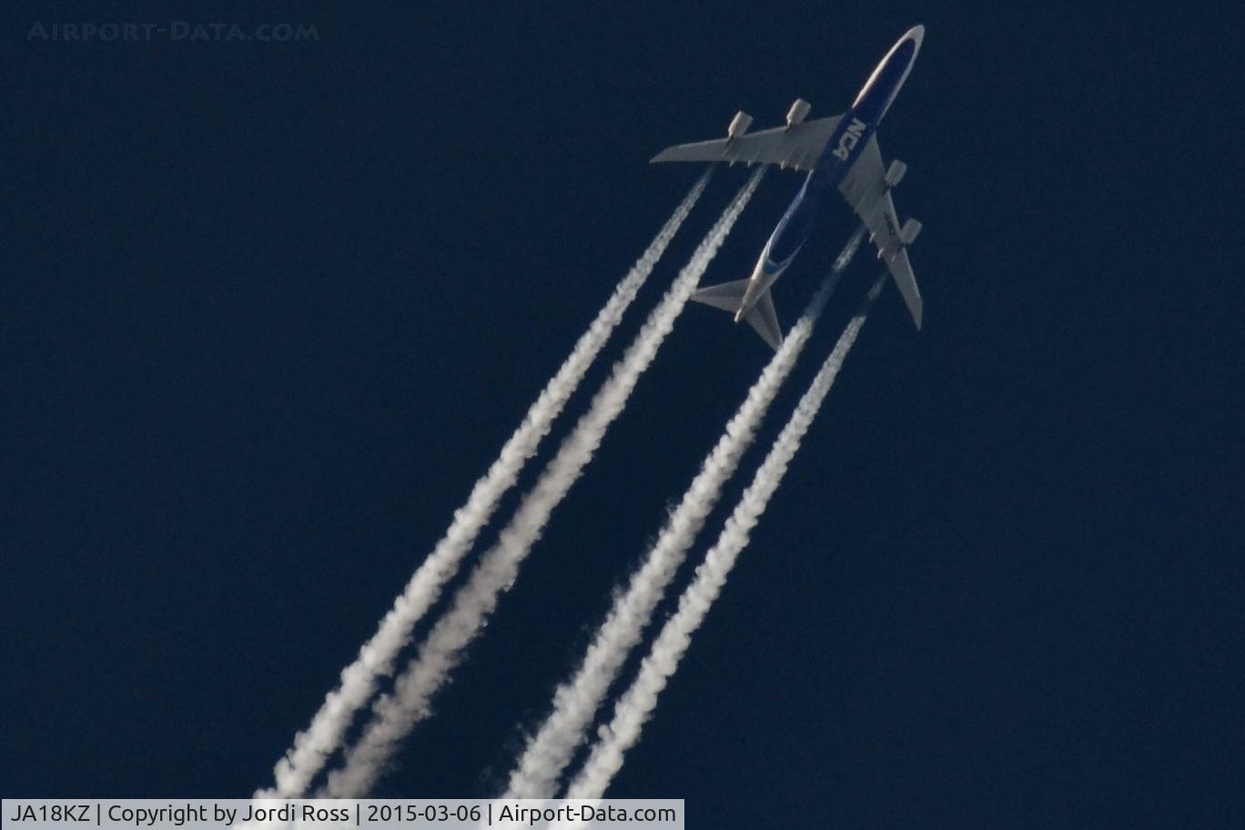JA18KZ, 2013 Boeing 747-8KZF C/N 36141, High over Kent