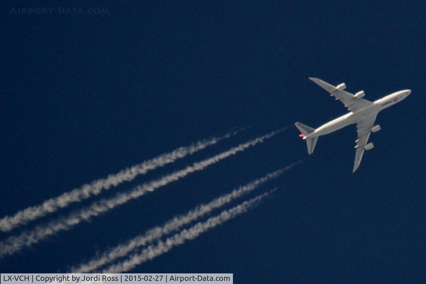LX-VCH, 2013 Boeing 747-8R7F C/N 35821, High over Kent