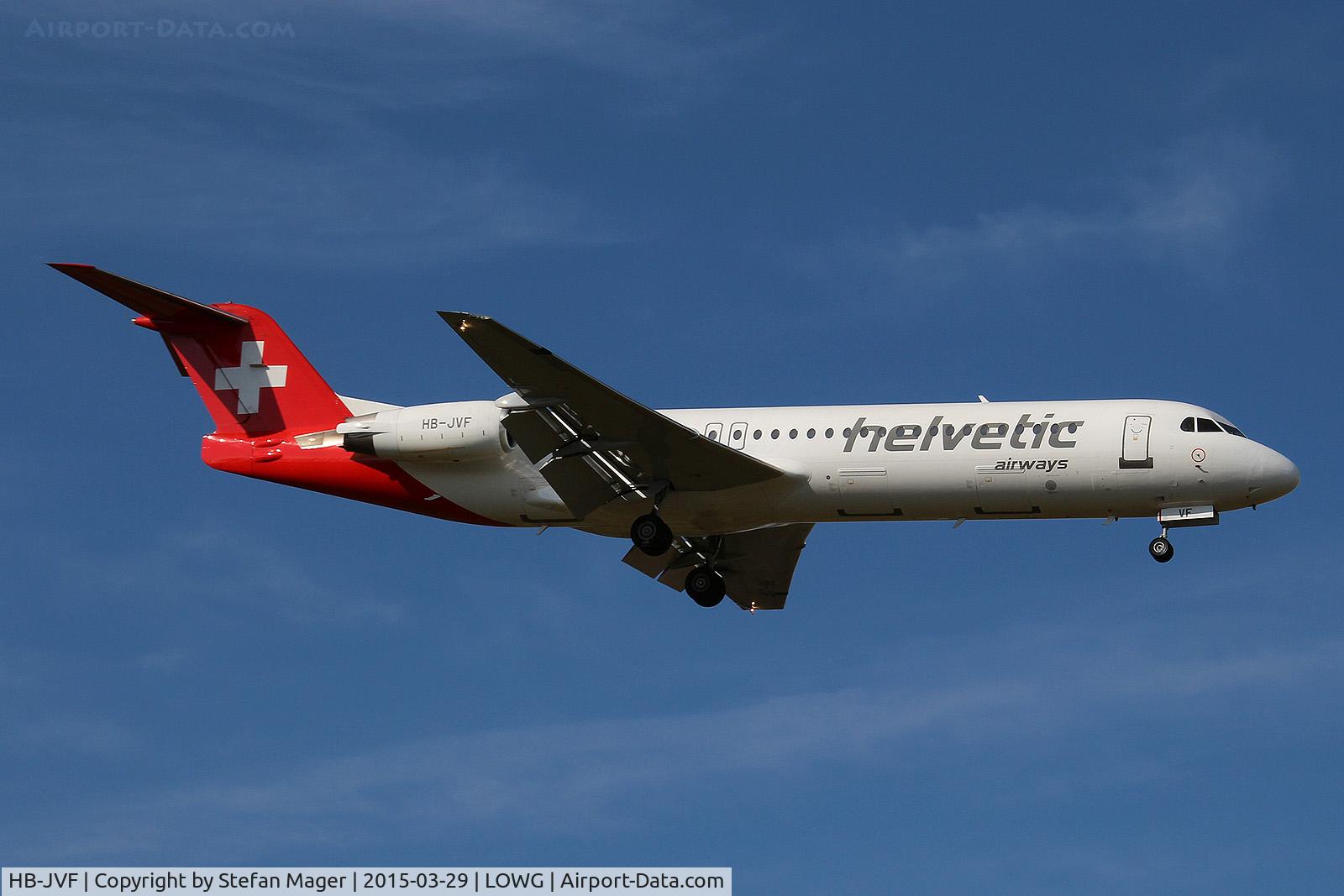 HB-JVF, 1993 Fokker 100 (F-28-0100) C/N 11466, New Swiss-connection from GRZ to ZRH
Helvetic Fokker 100 @GRZ