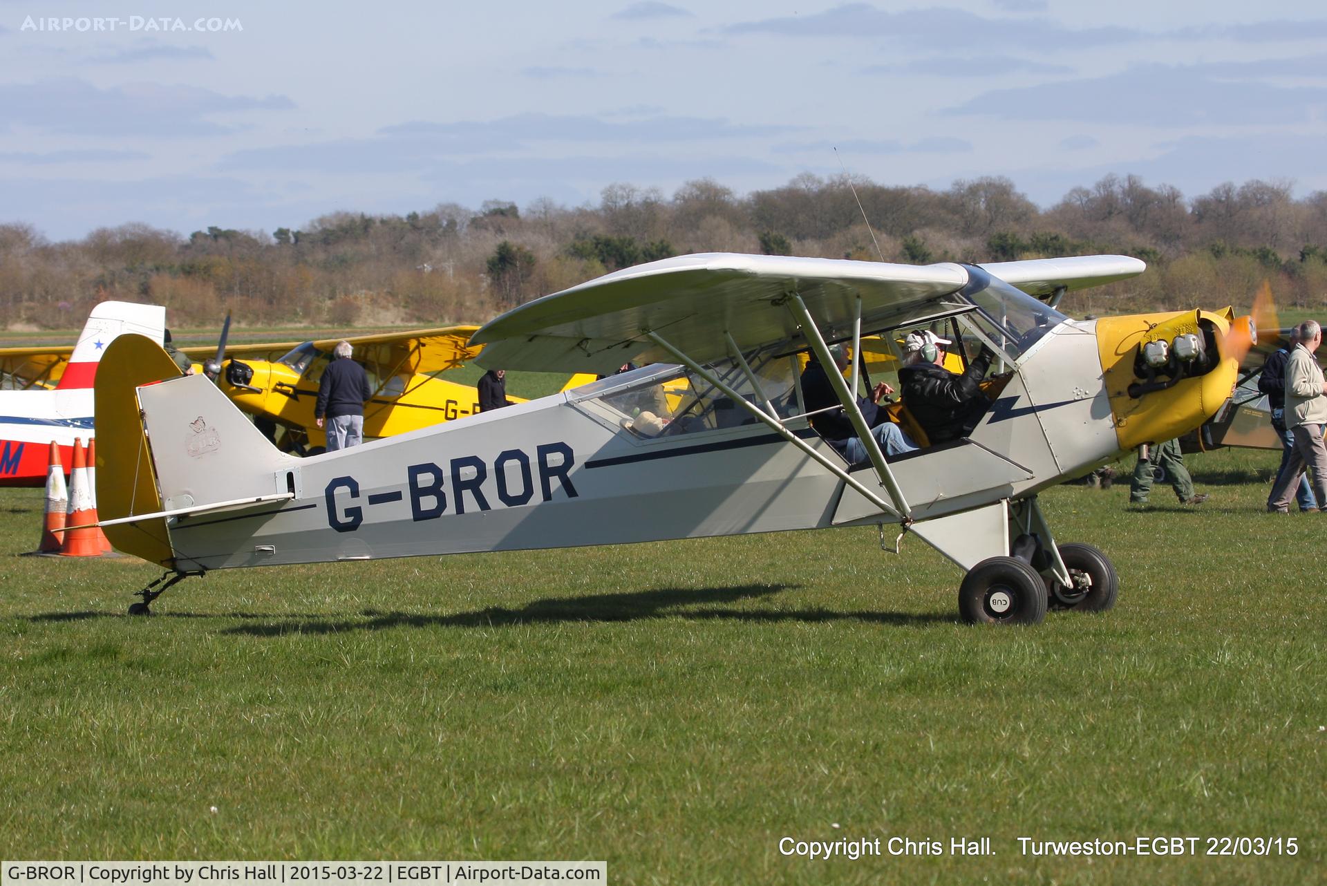 G-BROR, 1943 Piper L-4H Grasshopper (J3C-65D) C/N 10885, at the Vintage Aircraft Club spring rally