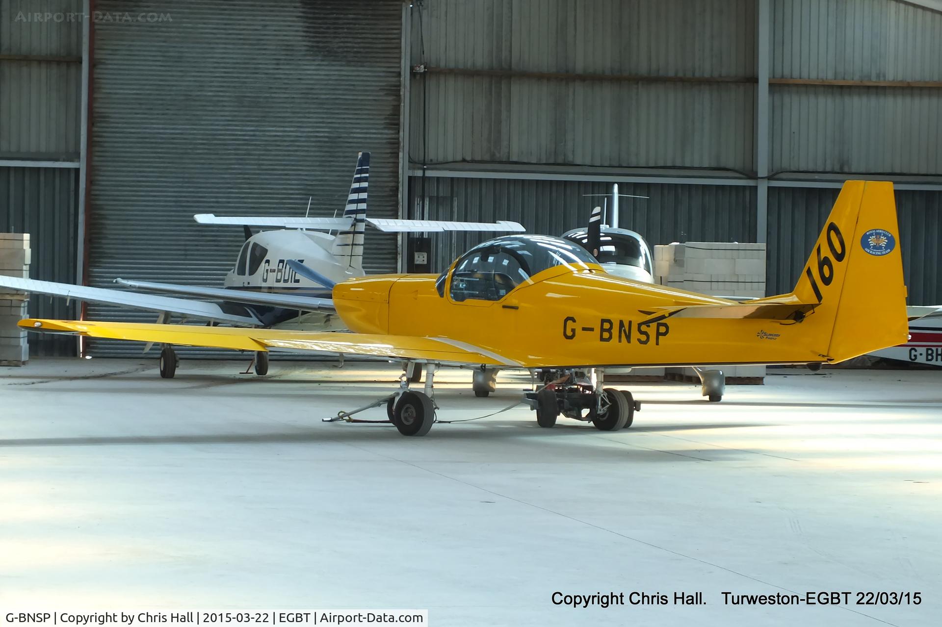 G-BNSP, 1987 Slingsby T-67M Firefly Mk2 C/N 2044, hangared at Turweston