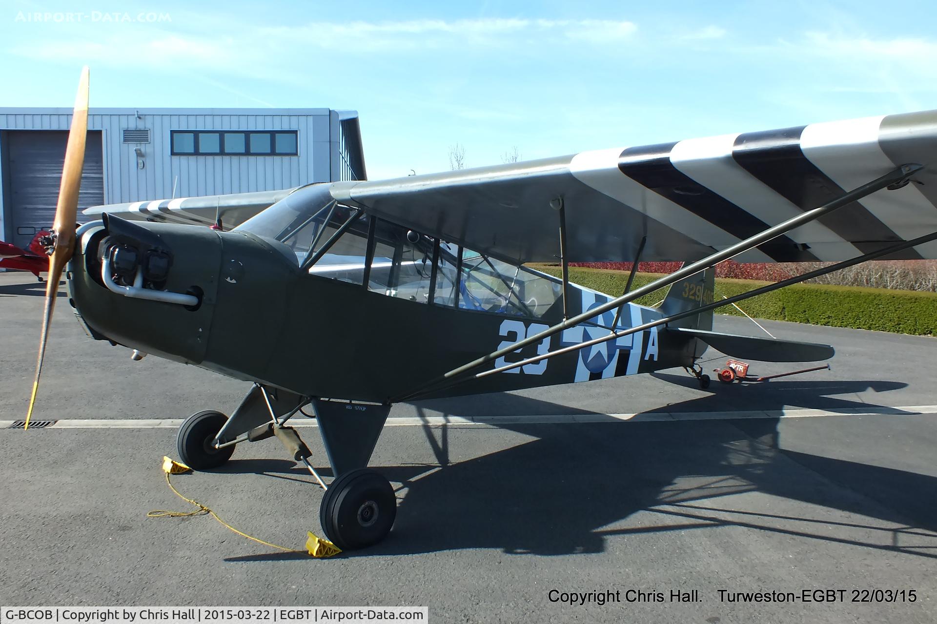 G-BCOB, 1944 Piper L-4H Grasshopper (J3C-65D) C/N 10696, at the Vintage Aircraft Club spring rally