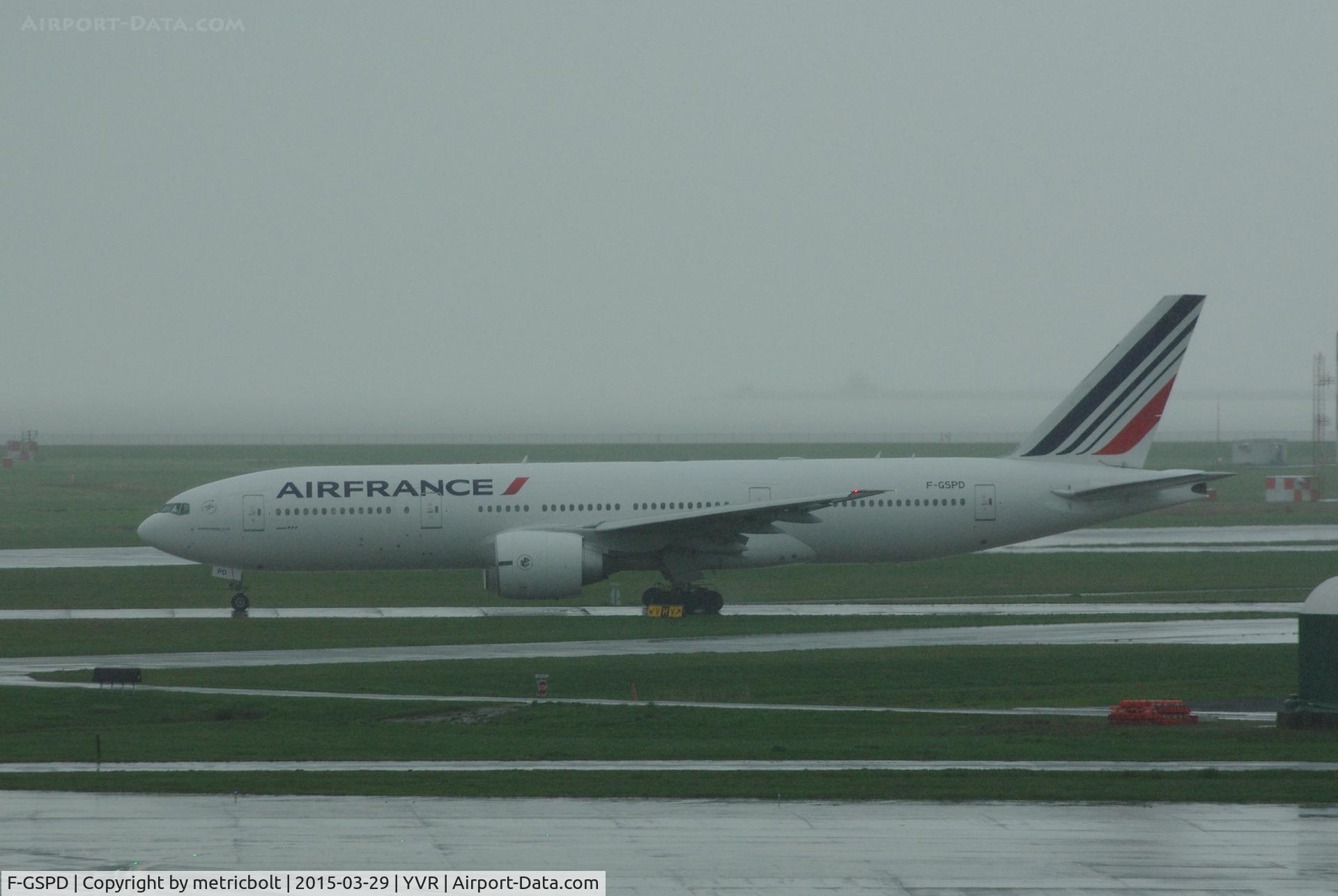 F-GSPD, 1998 Boeing 777-228/ER C/N 29005, 1st Air France flight Vancouver-Paris AF379
