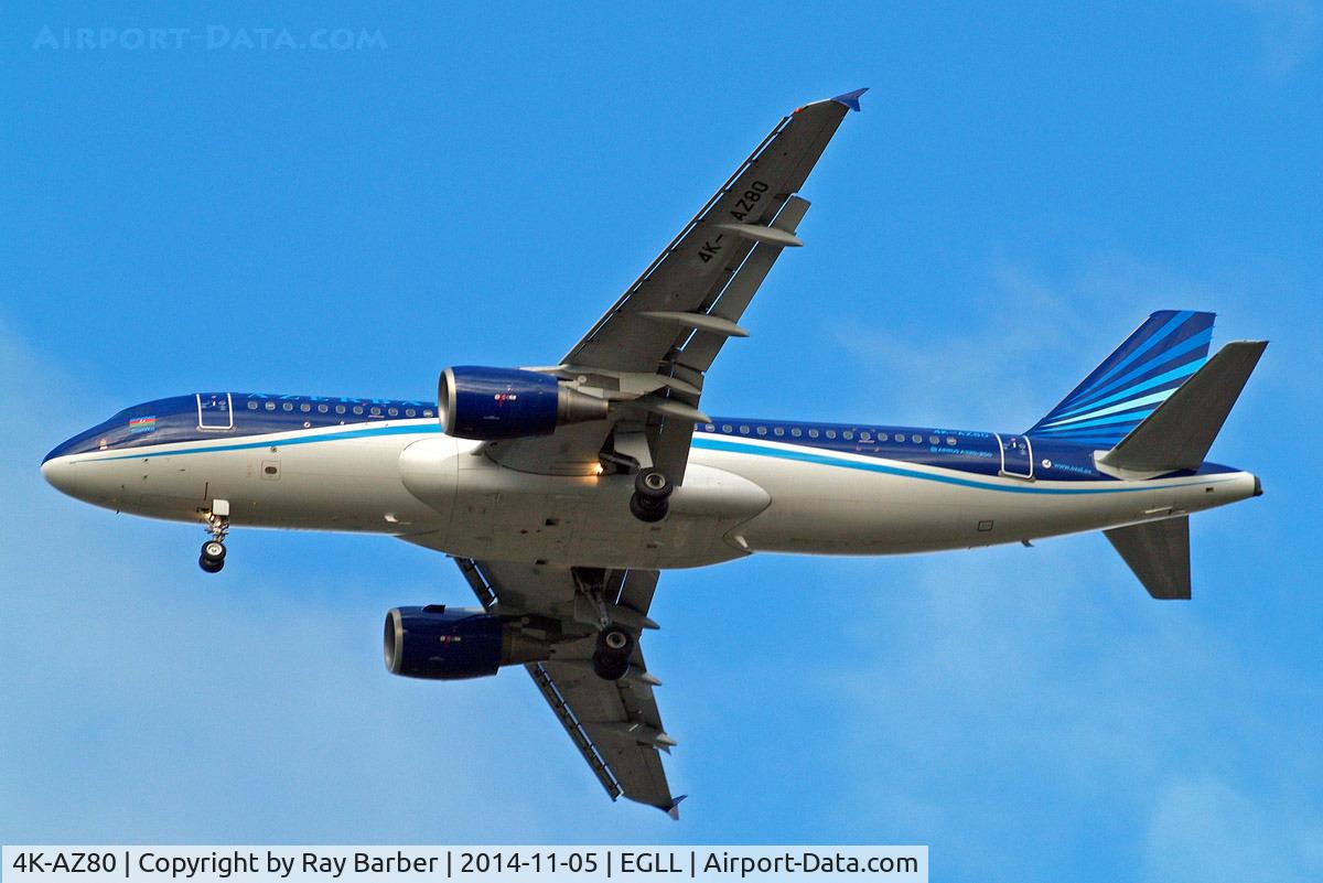 4K-AZ80, 2006 Airbus A320-214 C/N 2991, Airbus A320-214 [2991] (Azerbaijan Airlines) Home~G 05/11/2014. On approach 27R.