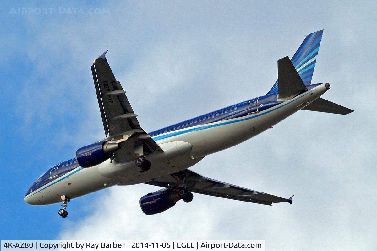 4K-AZ80, 2006 Airbus A320-214 C/N 2991, Airbus A320-214 [2991] (Azerbaijan Airlines) Home~G 05/11/2014. On approach 27R.