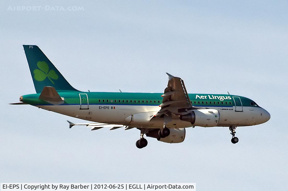 EI-EPS, 2008 Airbus A319-111 C/N 3377, Airbus A319-111 [3377] (Aer Lingus) Home~G 25/06/2012. On approach 27L.