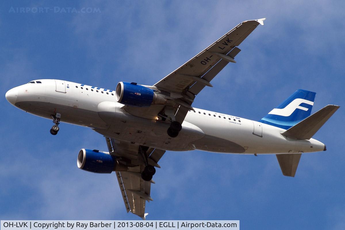 OH-LVK, 2004 Airbus A319-112 C/N 2124, Airbus A319-112 [2124] (Finnair) Home~G 04/08/2013. On approach 27R.