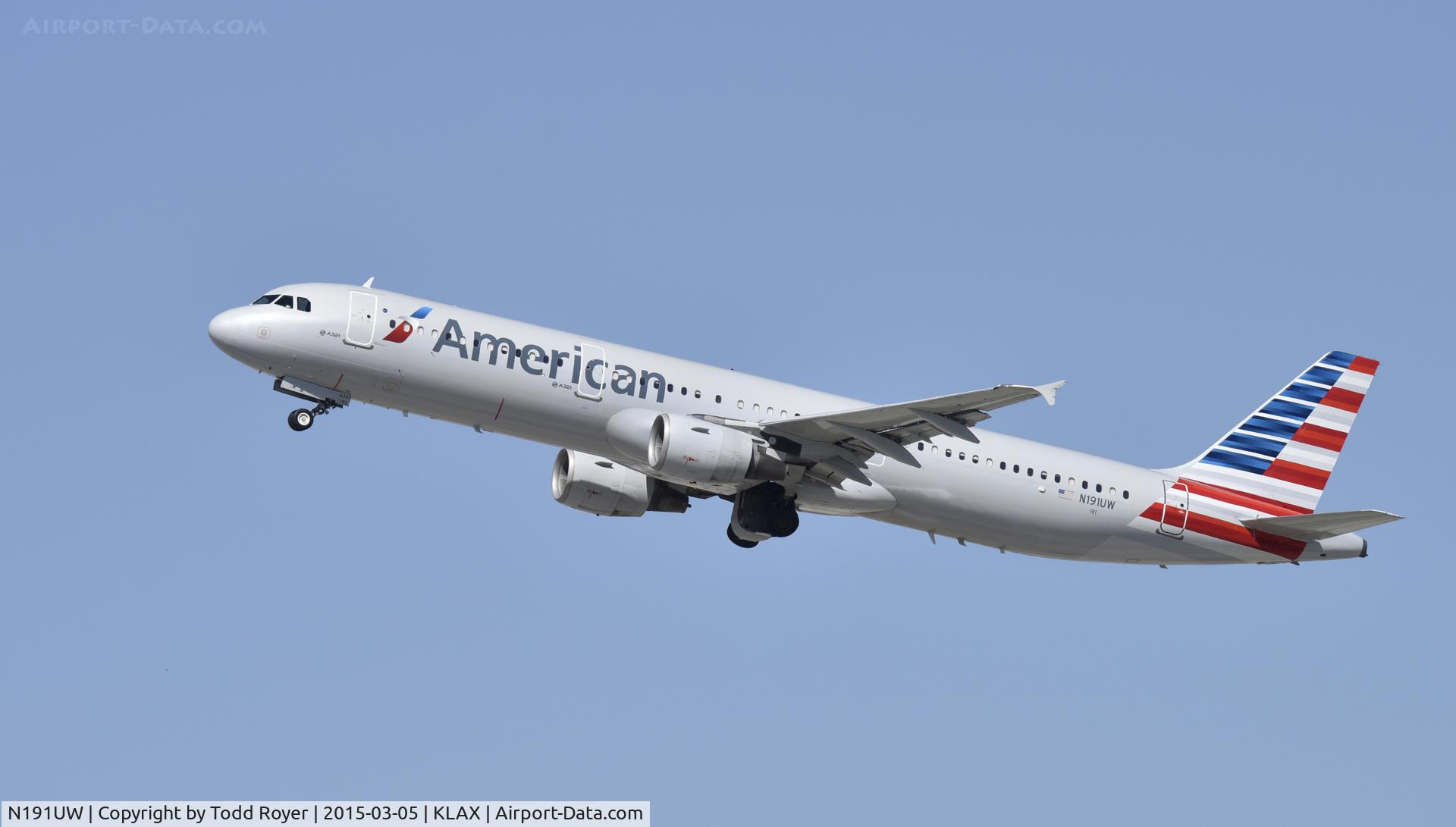 N191UW, 2001 Airbus A321-211 C/N 1447, Departing LAX on 25R