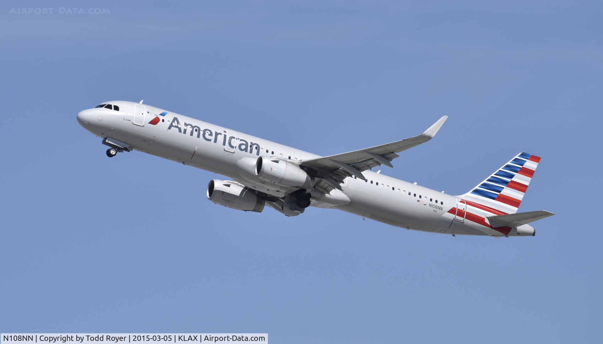 N108NN, 2013 Airbus A321-231 C/N 5946, Departing LAX on 25R