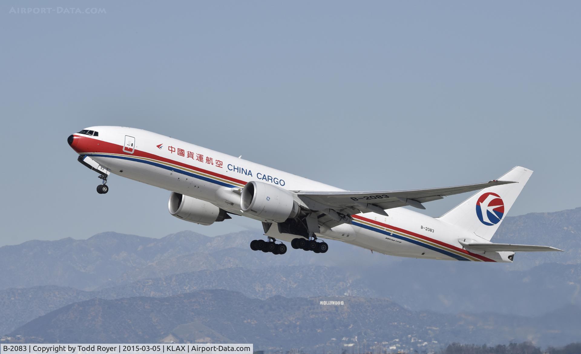 B-2083, 2011 Boeing 777-F6N C/N 37717, Departing LAX on 25R