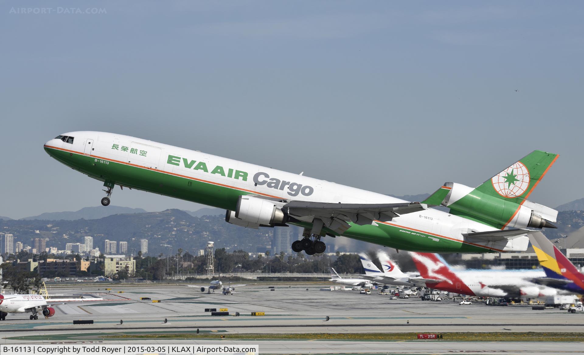 B-16113, 1999 McDonnell Douglas MD-11F C/N 48790, Departing LAX on 25R