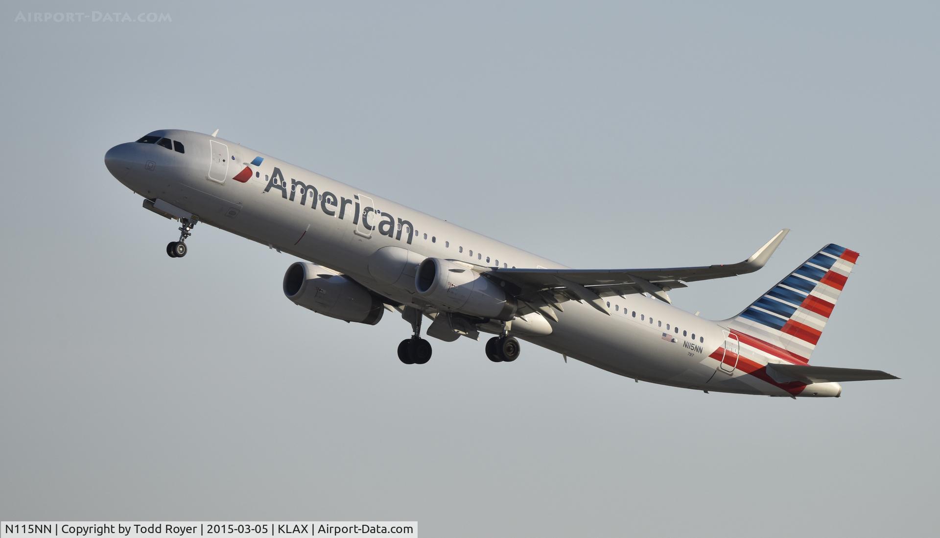 N115NN, 2014 Airbus A321-231 C/N 6063, Departing LAX on 25R