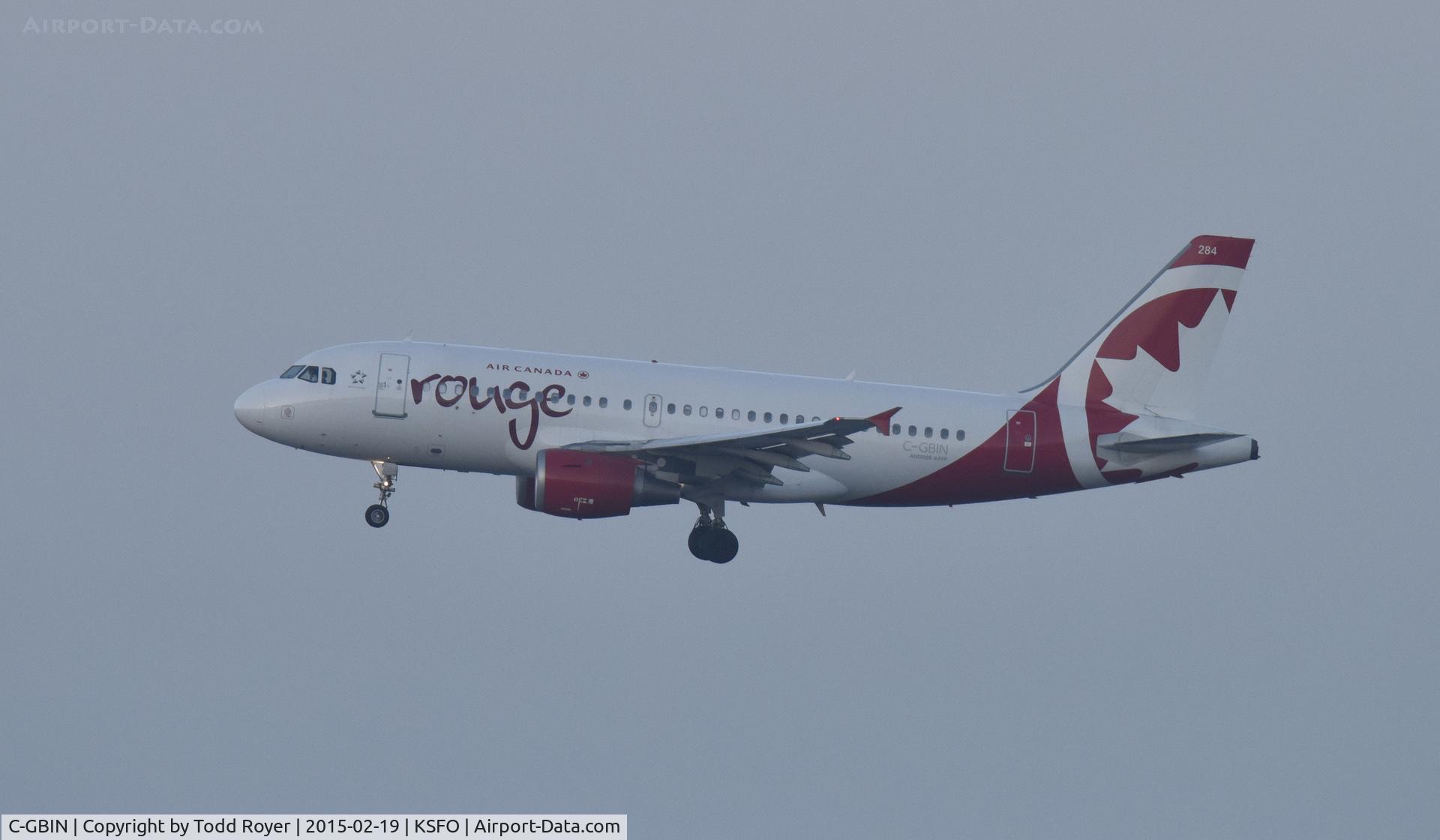 C-GBIN, 1998 Airbus A319-114 C/N 845, Landing at SFO