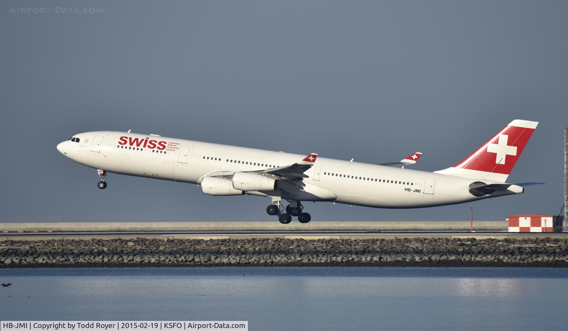 HB-JMI, 2004 Airbus A340-313 C/N 598, Landing at SFO