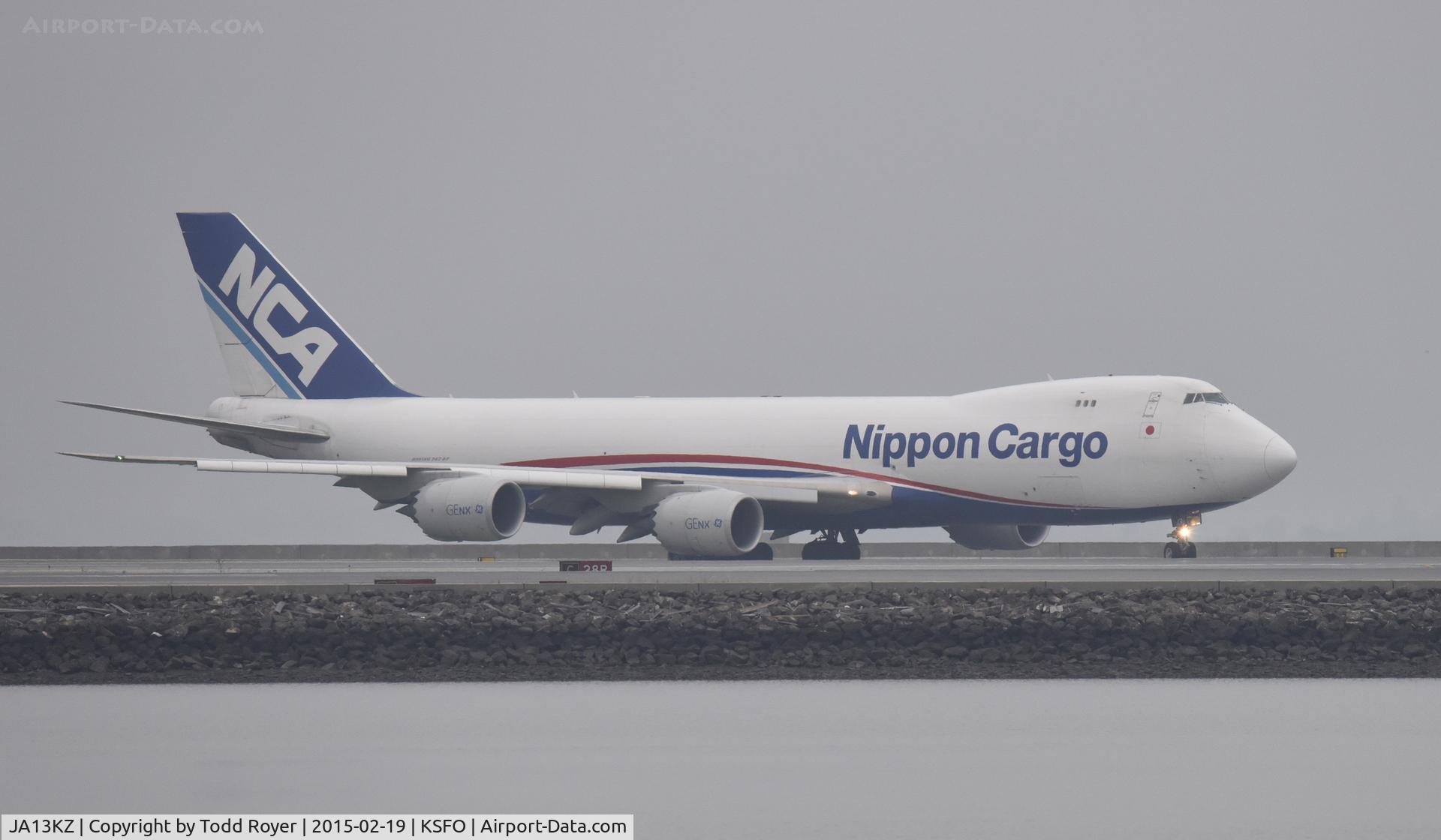 JA13KZ, 2011 Boeing 747-4KZF (SCD) C/N 36138, Taxiing for departure at SFO