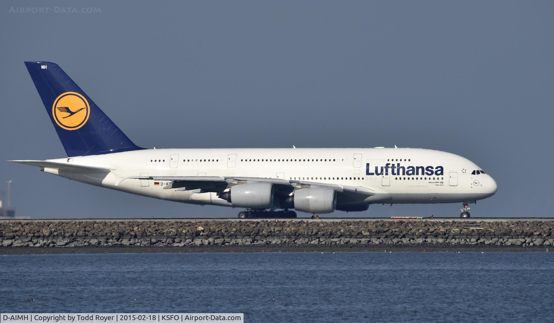 D-AIMH, 2010 Airbus A380-841 C/N 070, Taxiing for departure at SFO