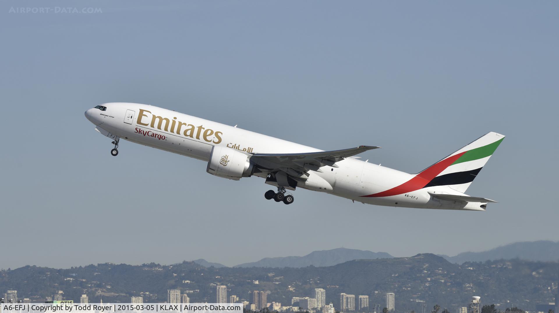 A6-EFJ, 2012 Boeing 777-F1H C/N 35610, Departing LAX on 25R