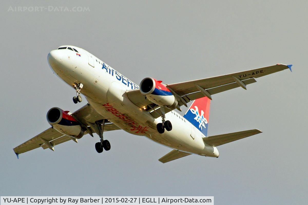 YU-APE, 2007 Airbus A319-132 C/N 3252, Airbus A319-131 [3252] (Air Serbia) Home~G 27/02/2015. On approach 27R.