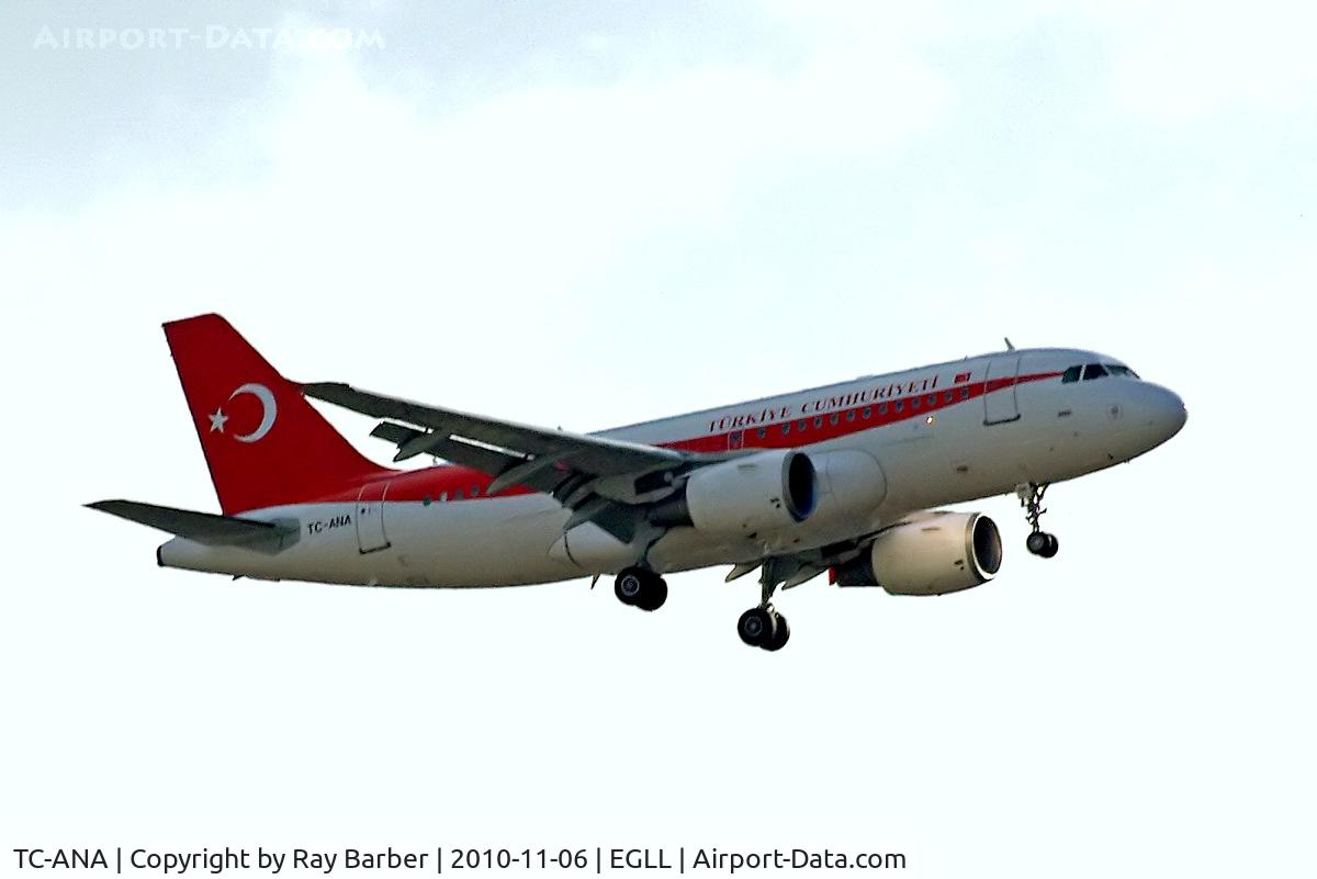 TC-ANA, 2000 Airbus ACJ319 (A319-115/CJ) C/N 1002, Airbus A319-115XCJ [1002] (Government of Turkey) Home~G 08/11/2010. On approach 27L.