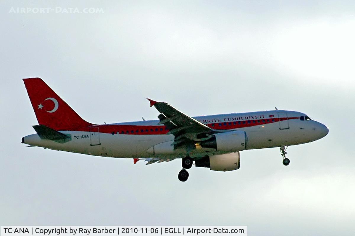 TC-ANA, 2000 Airbus ACJ319 (A319-115/CJ) C/N 1002, Airbus A319-115XCJ [1002] (Government of Turkey) Home~G 08/11/2010. On approach 27L.