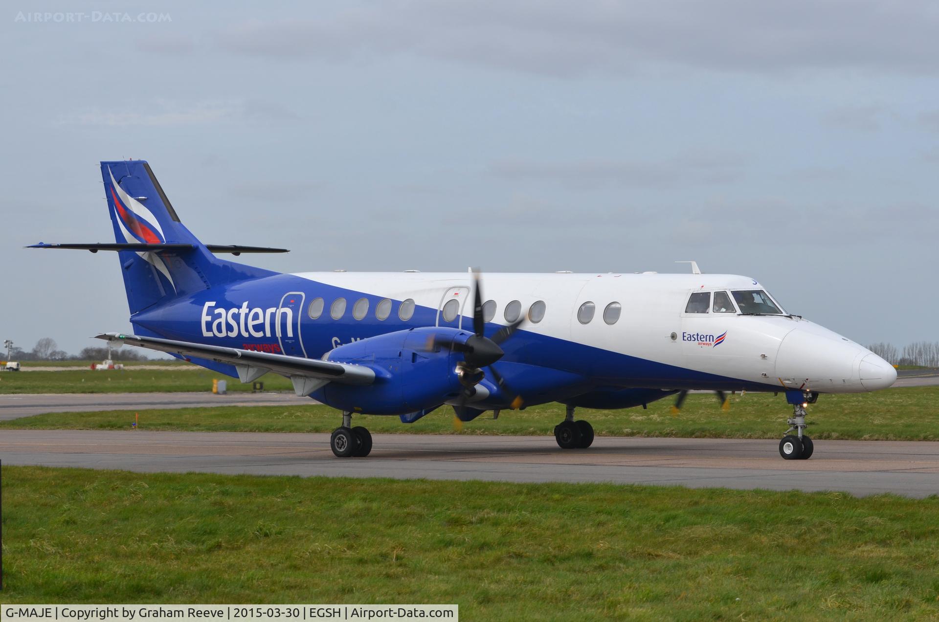 G-MAJE, 1992 British Aerospace Jetstream 41 C/N 41007, Just landed at Norwich.