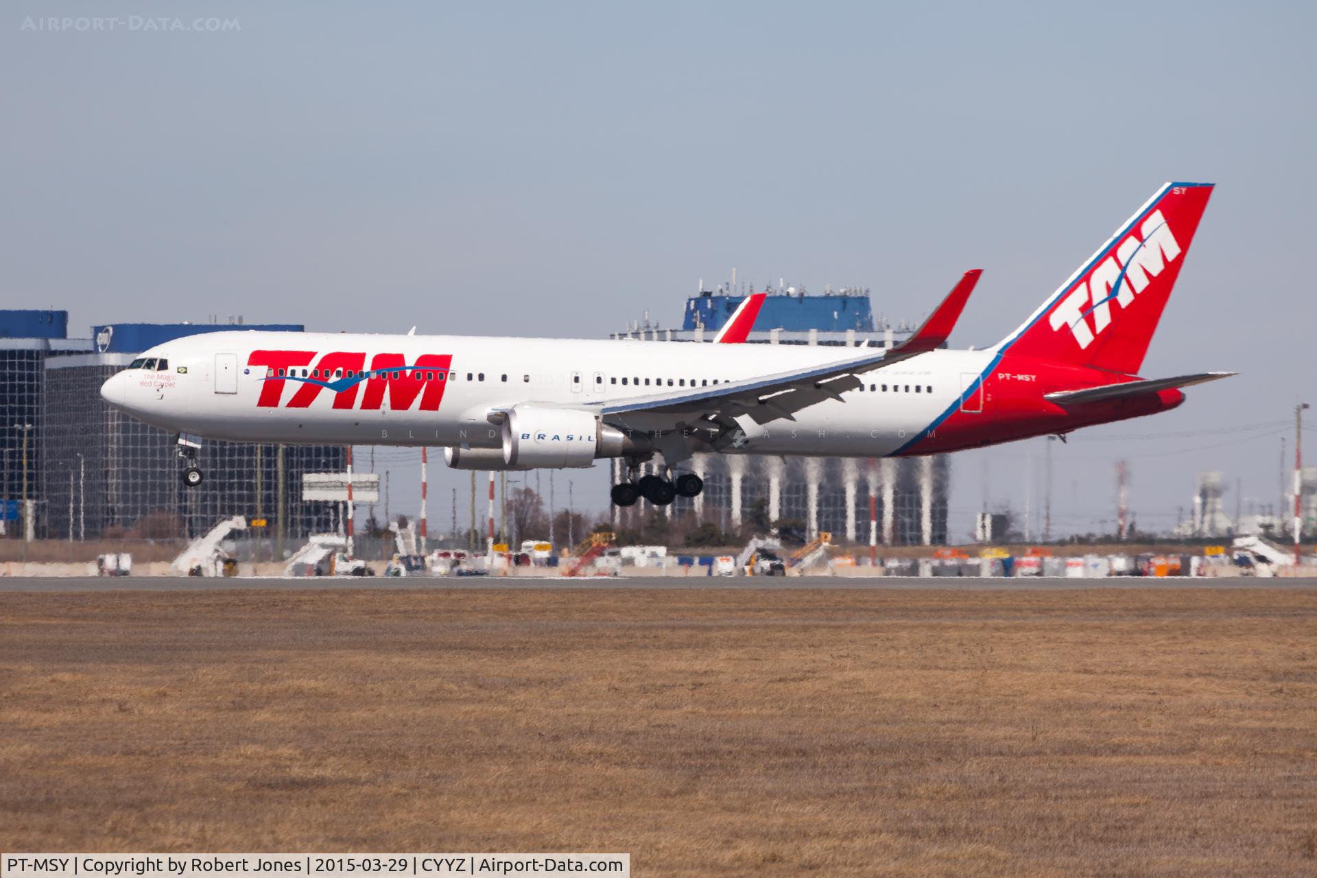 PT-MSY, 2012 Boeing 767-316/ER C/N 42214, Inaugural visit by TAM to Toronto Pearson