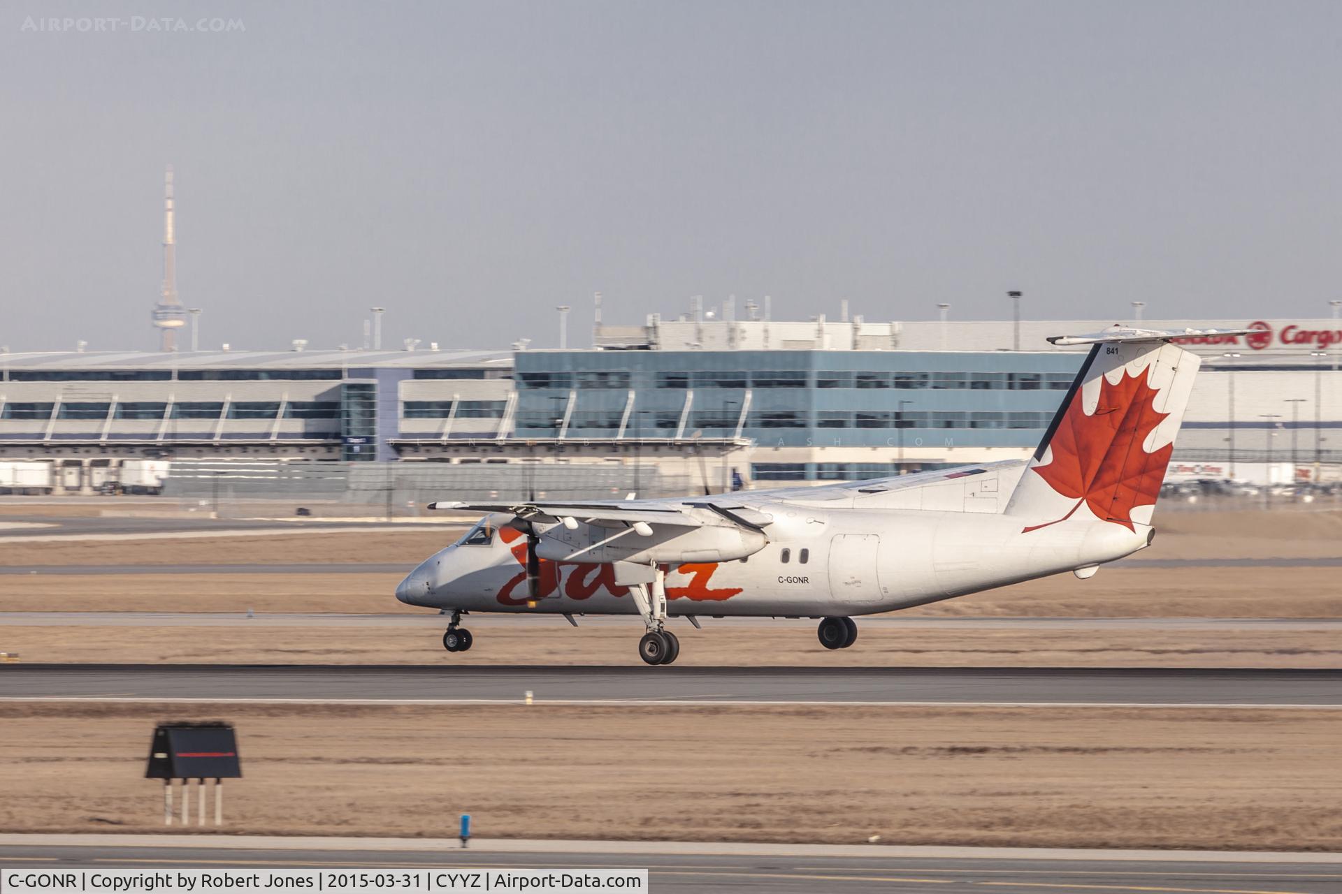 C-GONR, 1988 De Havilland Canada DHC-8-102 Dash 8 C/N 109, Landing long on 05 at Toronto Pearson