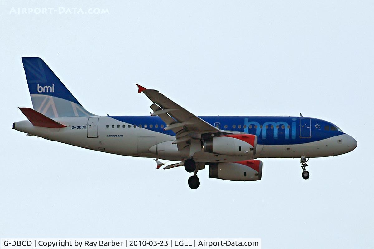 G-DBCD, 2005 Airbus A319-131 C/N 2389, Airbus A319-131 [bmi British Midland) Home~G 23/03/2010. On approach 27L.