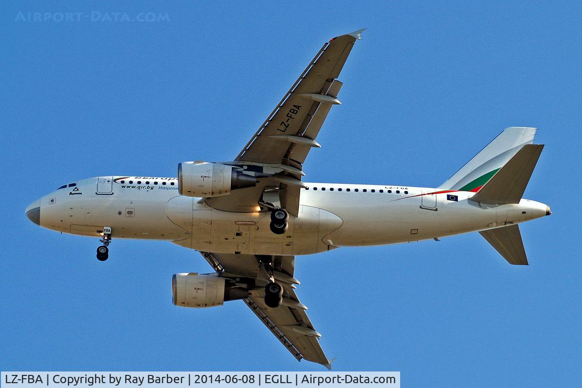 LZ-FBA, 2008 Airbus A319-112 C/N 3564, Airbus A319-112 [3564] (Bulgaria Air) Home~G 08/06/2014. On approach 27R. Revised nose cone.