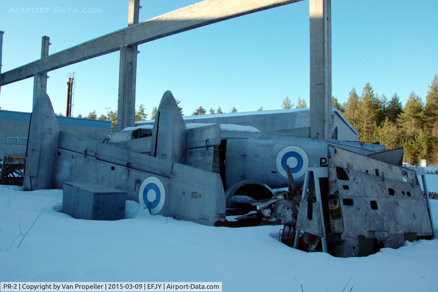 PR-2, Hunting Percival P-66 Pembroke C53 C/N P66/70, Pembroke C53 of the Finnish Air Force in storage in pieces behind the Aviation Museum of Central Finland in Tikkakoski.