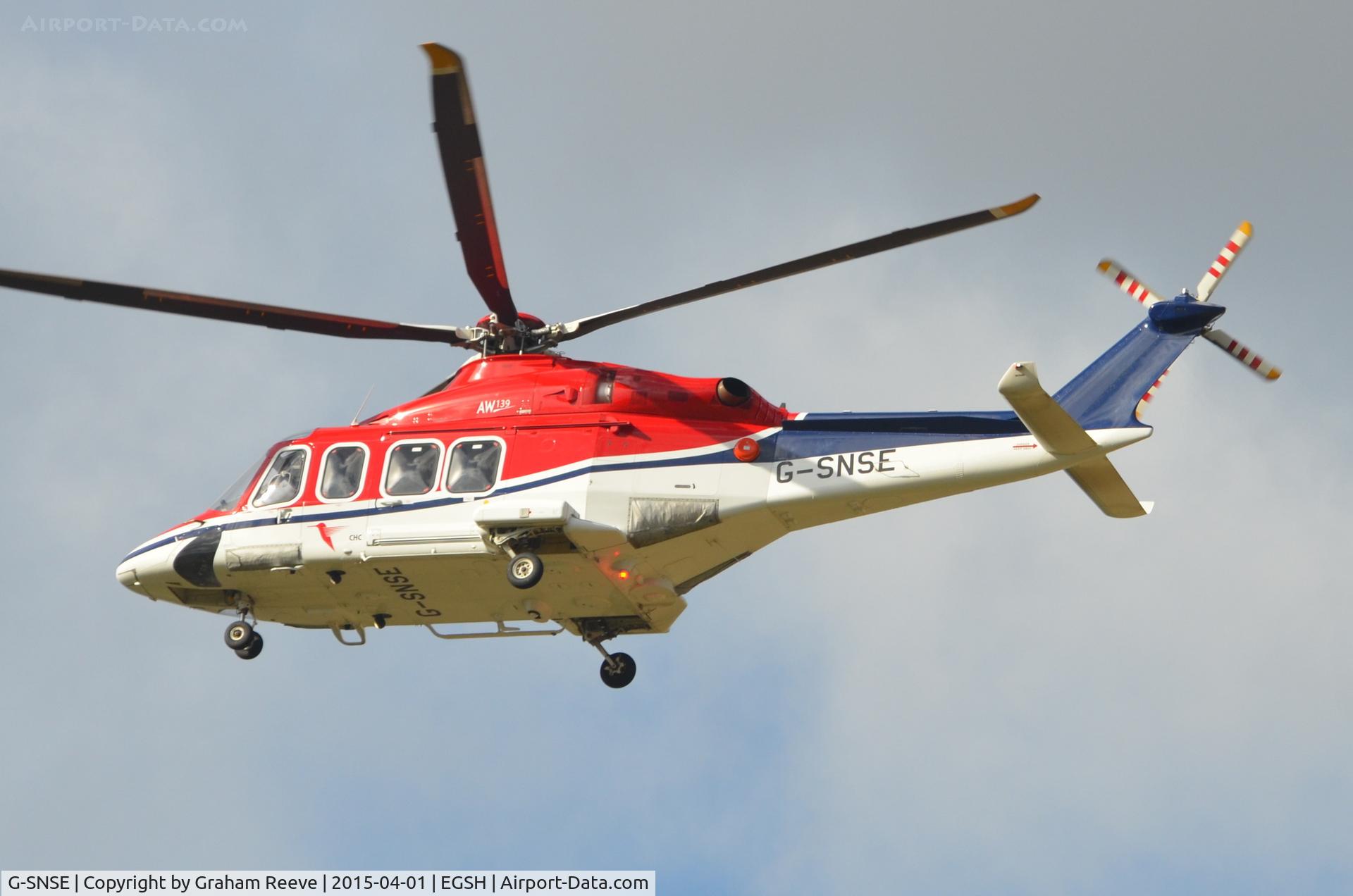 G-SNSE, 2014 AgustaWestland AW-139 C/N 31561, Landing at Norwich.
