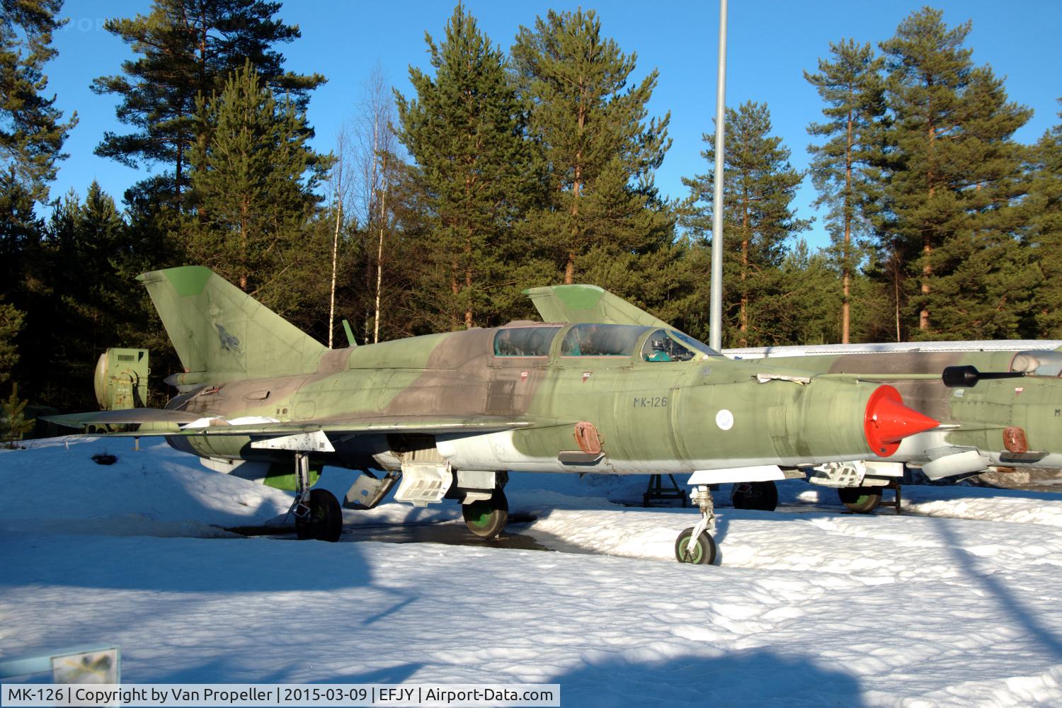 MK-126, Mikoyan-Gurevich MIG-21UM C/N N516999410, MiG-21UM trainer of the Finnish Air Force at the Aviation Museum of Central Finland at Tikkakoski.
