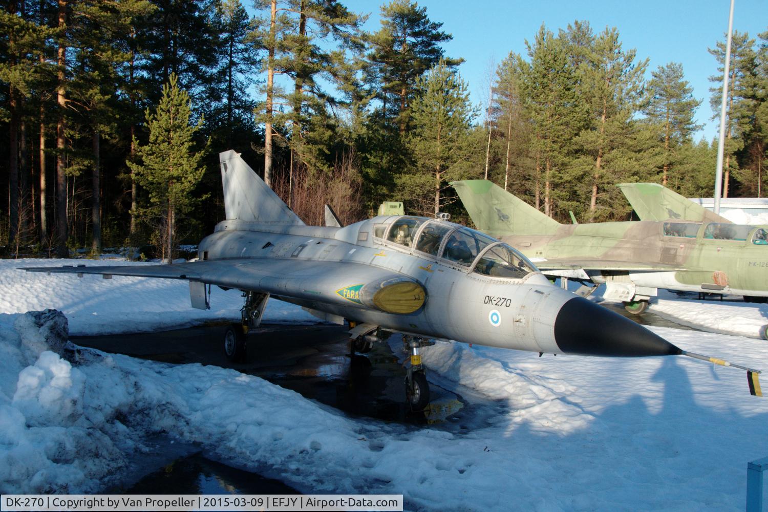 DK-270, Saab J-35XS Draken C/N 35-812, Saab 35CS Draken trainer of the Finnish Air Force at the Aviation Museum of Central Finland at Tikkakoski.