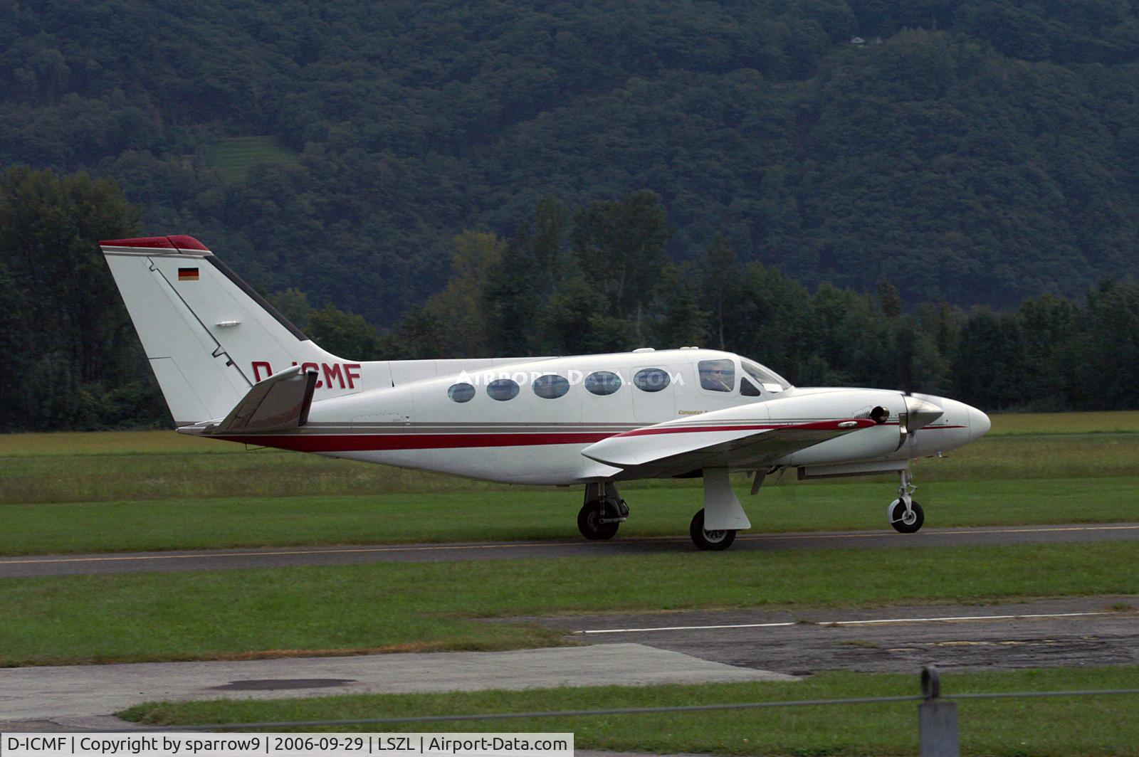 D-ICMF, 1981 Cessna 425 Corsair C/N 425-0102, Taxying for the concrete runway at Locarno