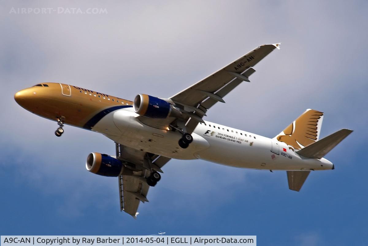 A9C-AN, 2011 Airbus A320-214 C/N 4865, Airbus A320-214 [4865] (Gulf Air) Home~G 04/05/2014. On approach 27R.