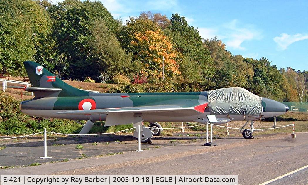 E-421, Hawker Hunter F.51 C/N 41H/680280, Hawker Hunter F.51 [41H/680280] (Royal Danish Air Force) Brooklands Museum~G 18/10/2003