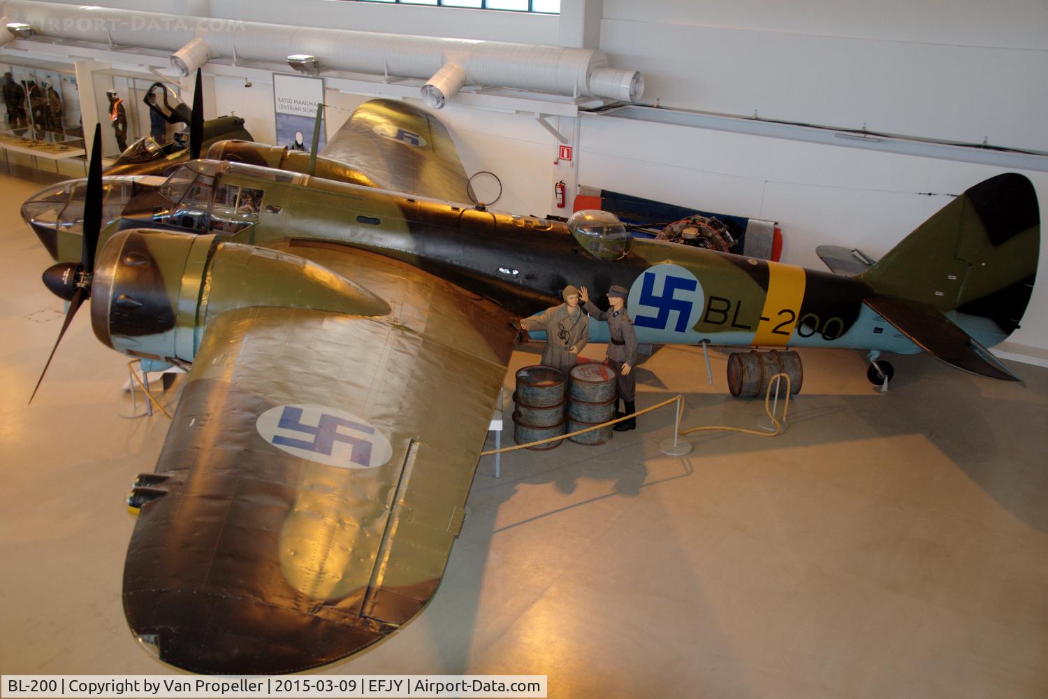 BL-200, Bristol Blenheim Mk.IV C/N VI/3, Bristol Blenheim Mk.IV of the Finnish Air Force on display in the Aviation Museum of Central Finland at Tikkakoski.