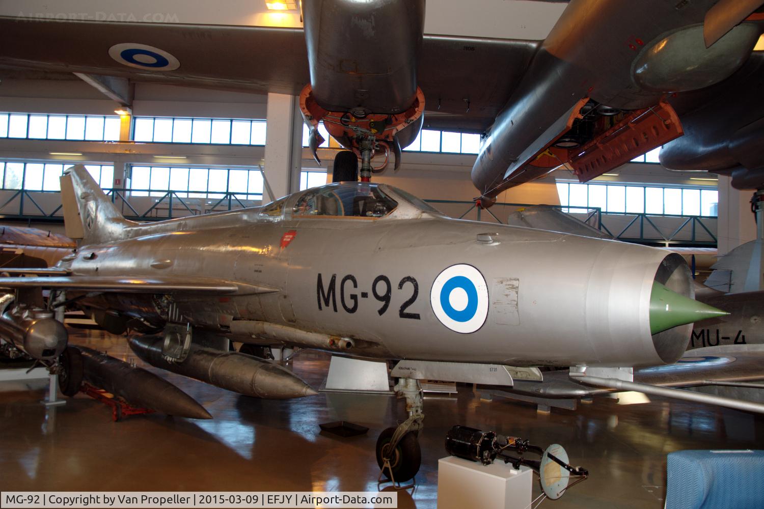 MG-92, Mikoyan-Gurevich MiG-21F-13 C/N 741721, MiG-21F-13 of the Finnish Air Force displayed at the Aviation Museum of Central Finland at Tikkakoski