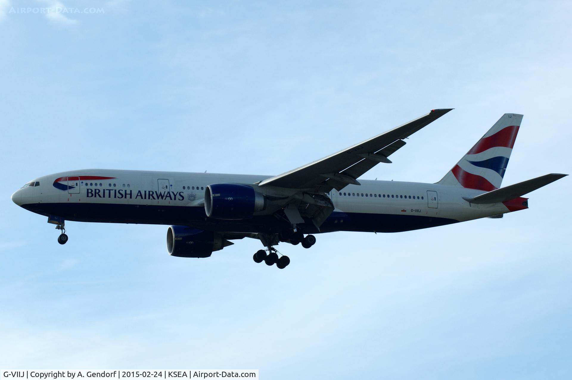 G-VIIJ, 1997 Boeing 777-236/ER C/N 27492, British Airways, seen here on short finals at Seattle-Tacoma Int'l(KSEA)